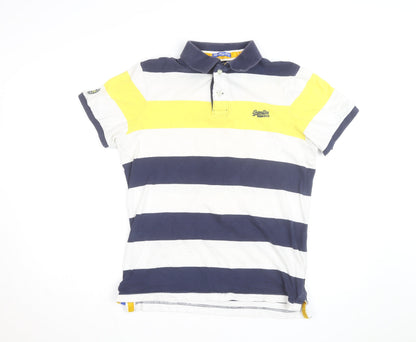 Superdry Men's Multicoloured Striped Cotton Polo Shirt XL