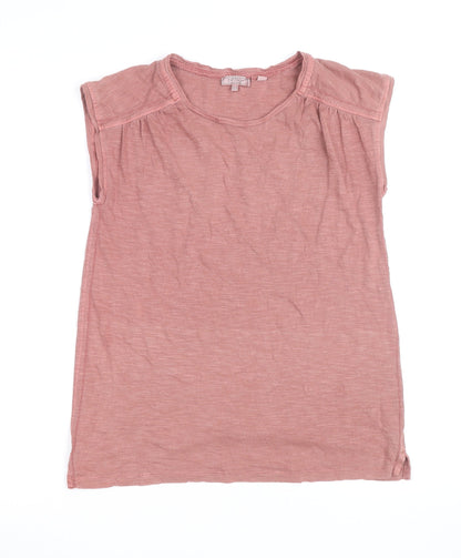 Fat Face Women Pink Cotton Sleeveless Scoop Neck T-Shirt Size 12