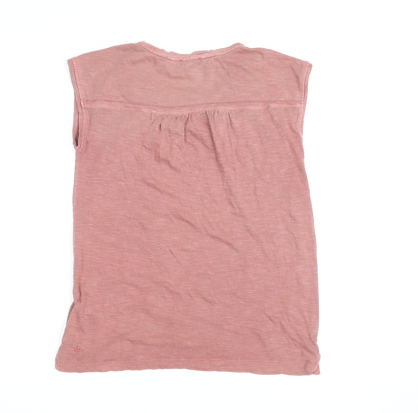 Fat Face Women Pink Cotton Sleeveless Scoop Neck T-Shirt Size 12