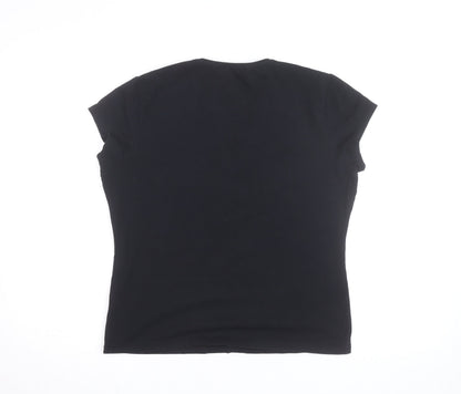 Betty Jackson Black Women's Size 16 Black Sequin Cotton T-Shirt