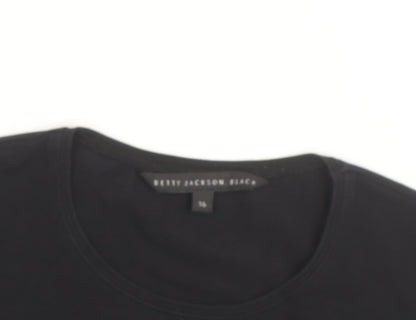 Betty Jackson Black Women's Size 16 Black Sequin Cotton T-Shirt