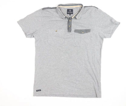 Threadbare Men's Grey Short Sleeve Collared Polo Shirt Size M