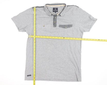 Threadbare Men's Grey Short Sleeve Collared Polo Shirt Size M
