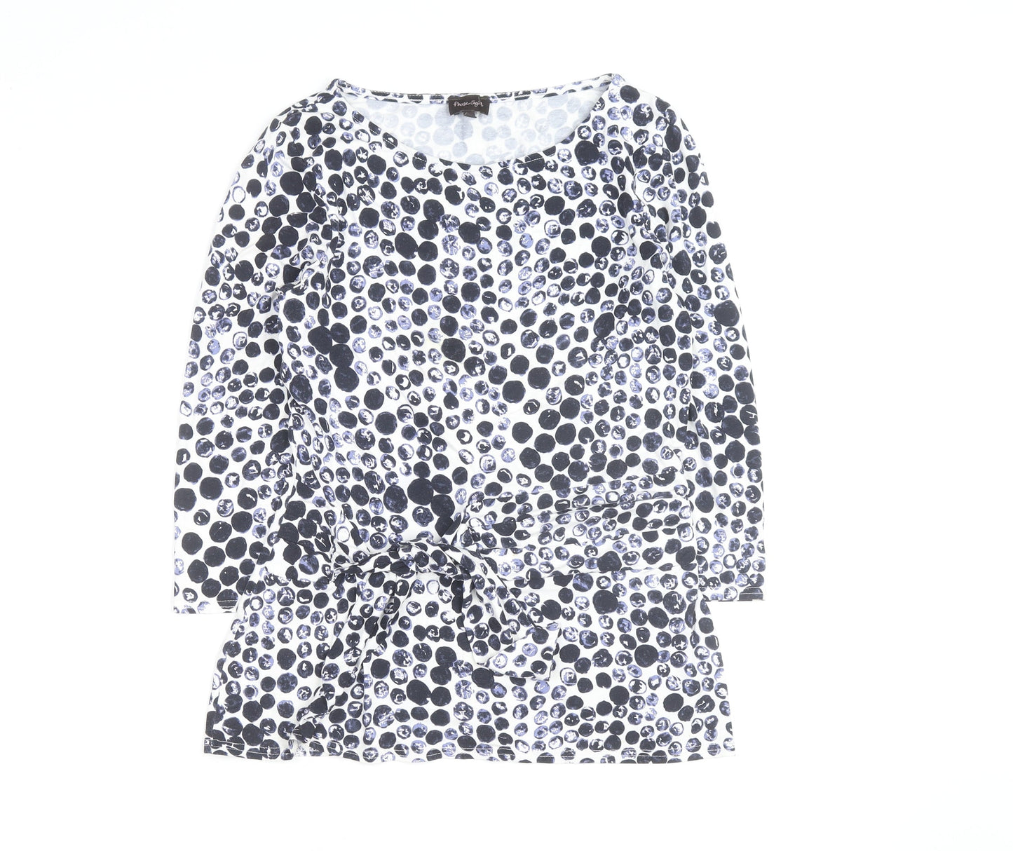 Phase Eight Women's Blue Polka Dot Tie Waist Tunic Top Size 10