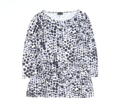 Phase Eight Women's Blue Polka Dot Tie Waist Tunic Top Size 10