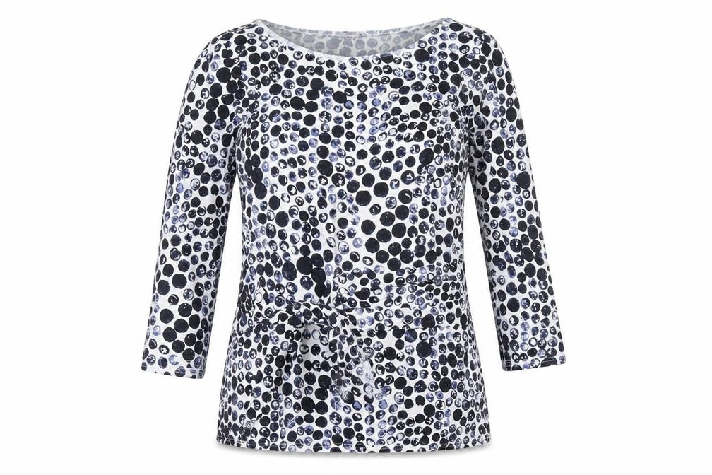 Phase Eight Women's Blue Polka Dot Tie Waist Tunic Top Size 10