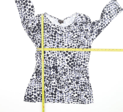 Phase Eight Women's Blue Polka Dot Tie Waist Tunic Top Size 10