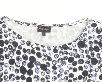 Phase Eight Women's Blue Polka Dot Tie Waist Tunic Top Size 10