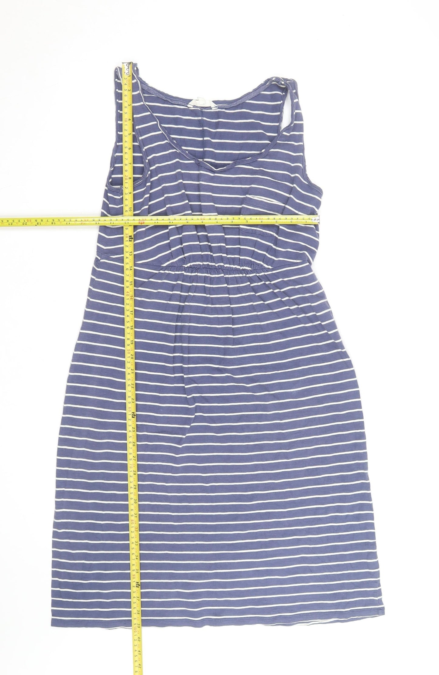 H&M Womens Blue White Striped Tank Dress Size M Casual Summer