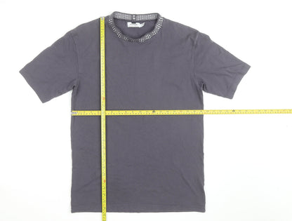 Topman Men's Grey Cotton Crew Neck Short Sleeve Regular Fit T-Shirt Size S