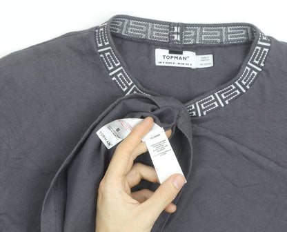 Topman Men's Grey Cotton Crew Neck Short Sleeve Regular Fit T-Shirt Size S