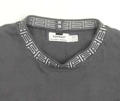 Topman Men's Grey Cotton Crew Neck Short Sleeve Regular Fit T-Shirt Size S