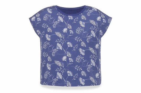 Laura Ashley Women's Blue Floral Short Sleeve Blouse UK 10