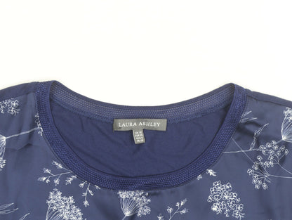 Laura Ashley Women's Blue Floral Short Sleeve Blouse UK 10