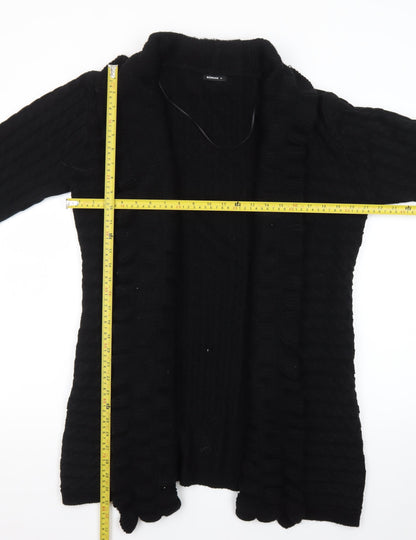Roman Women's Black Long Sleeve Cable-Knit Open Cardigan Size 16