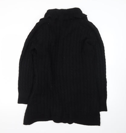 Roman Women's Black Long Sleeve Cable-Knit Open Cardigan Size 16