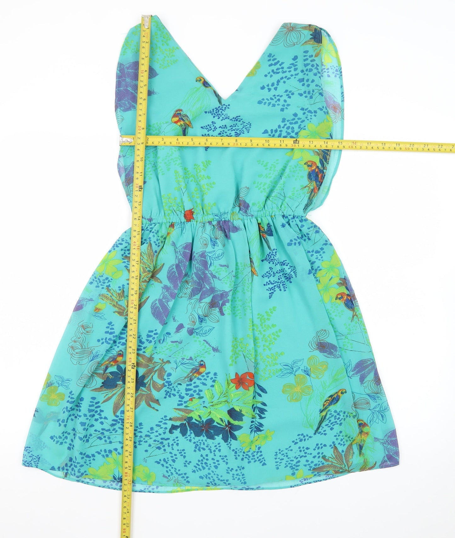 Lavand Women’s Blue Tropical Floral A-Line Dress XS