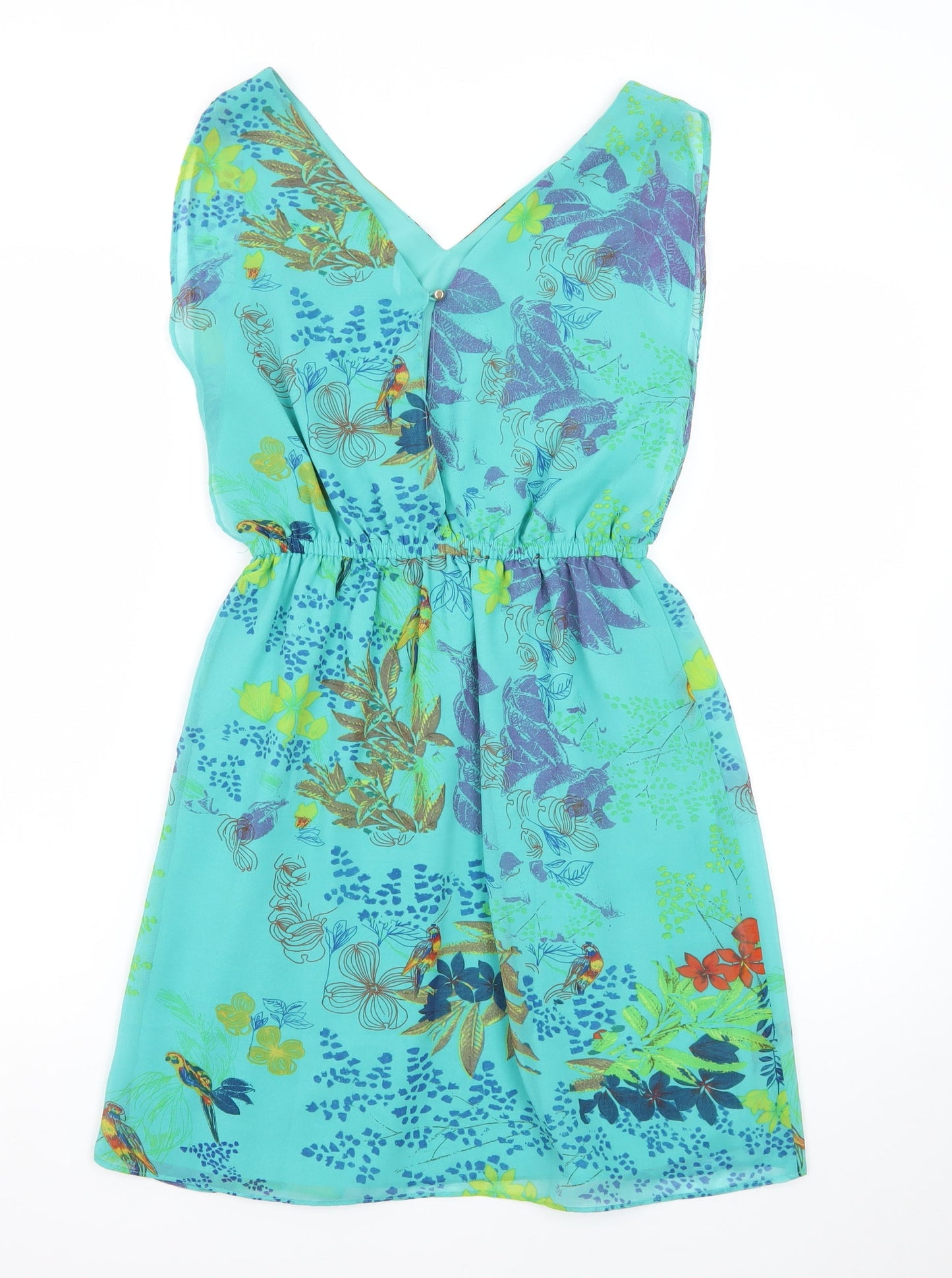 Lavand Women’s Blue Tropical Floral A-Line Dress XS