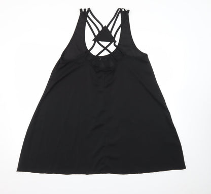 Reverse Women Black L Beaded Halter Slip Dress Summer Party