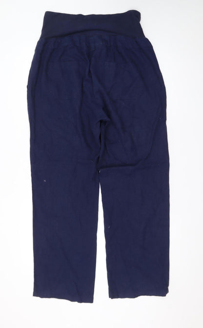 Blooming Marvellous Women Blue Linen Blend Relaxed Trousers Size 14