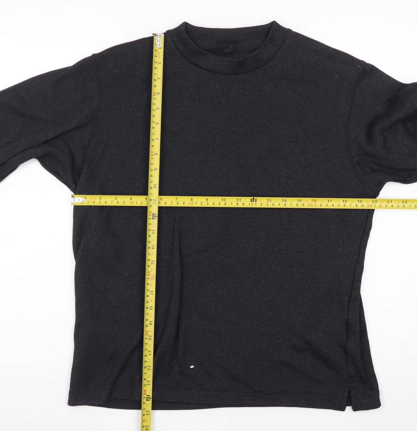 Uniqlo Men's Black Long Sleeve Crew Neck Polyester T-Shirt Size L
