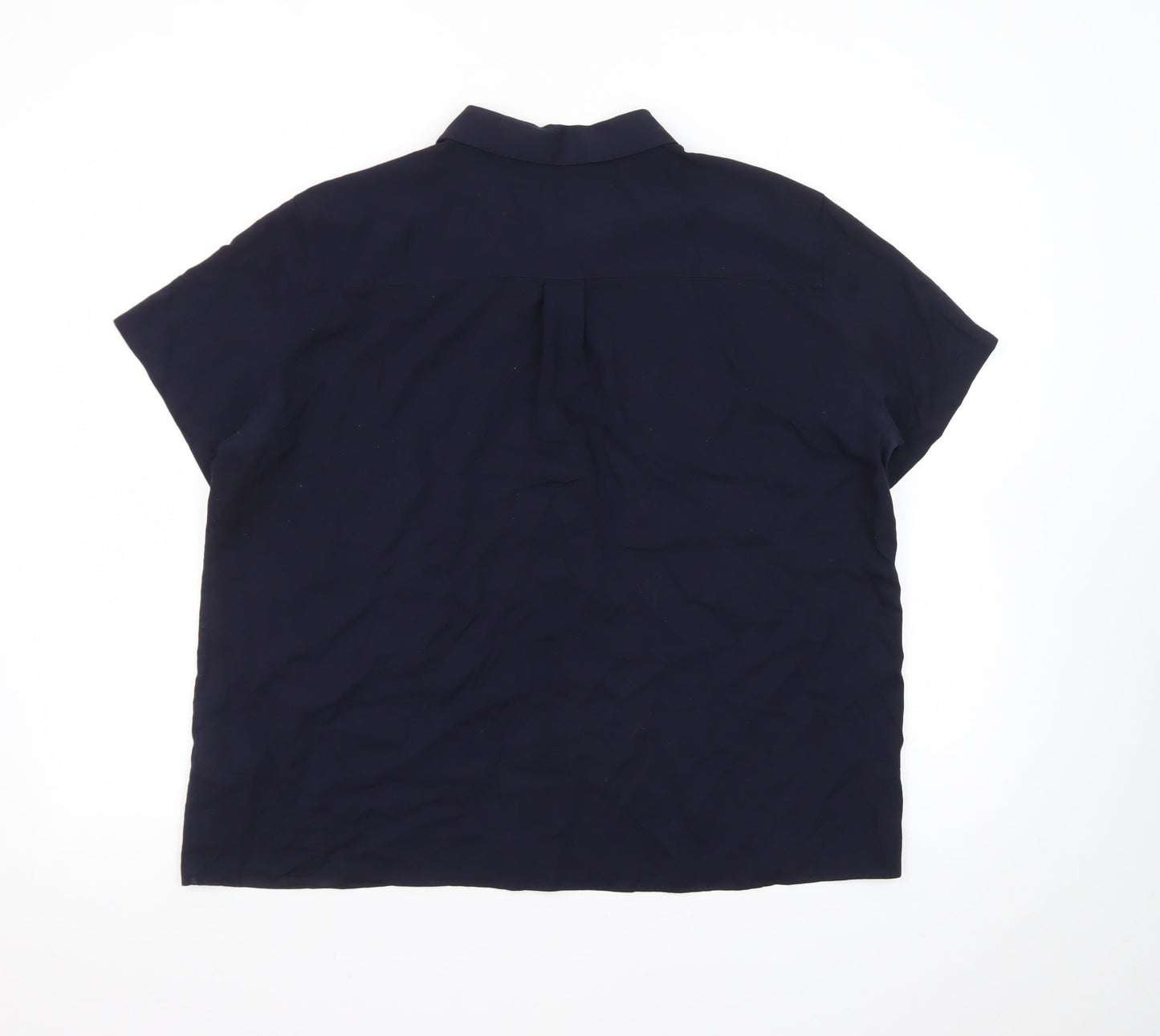 UNIQLO Women’s Navy Blue Short Sleeve Collared Button-Up Shirt L