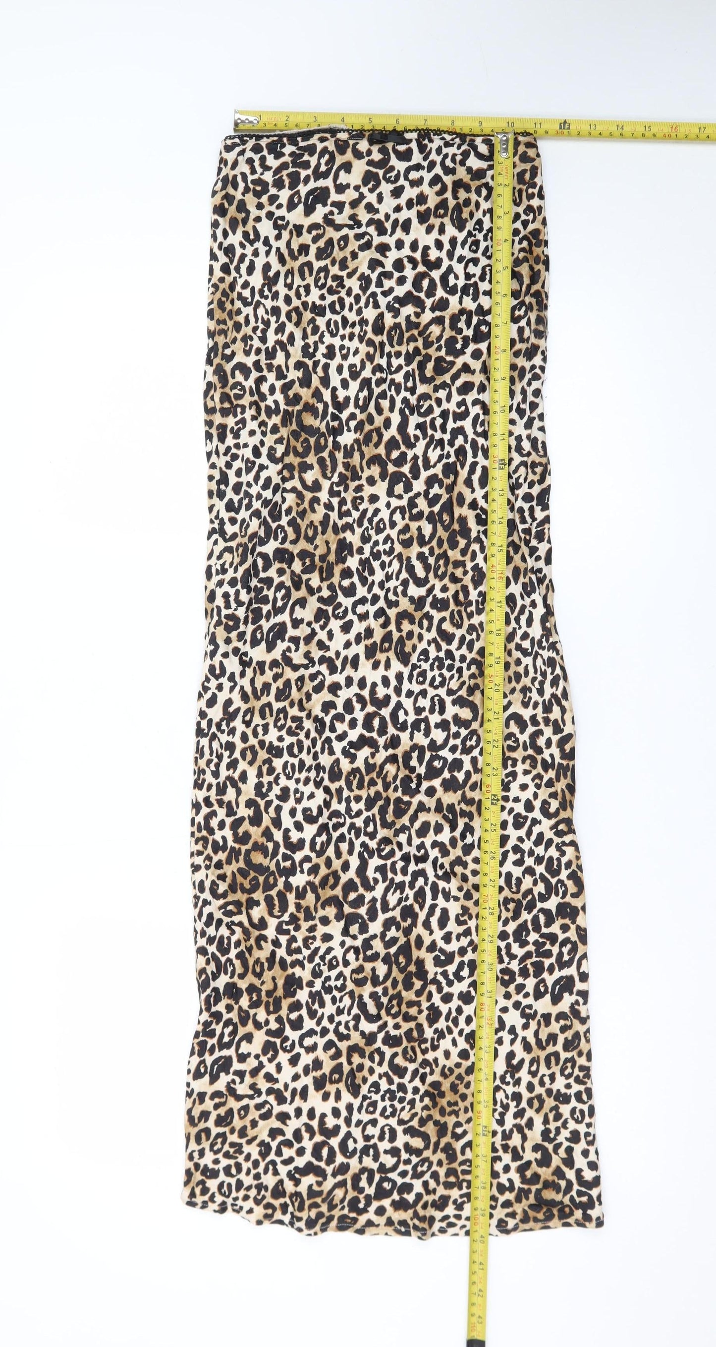 Bershka Women Brown Leopard Print Midi Pencil Skirt XS