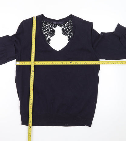 Marks and Spencer Women’s Black Lace V-Neck Cotton Jumper Size 14