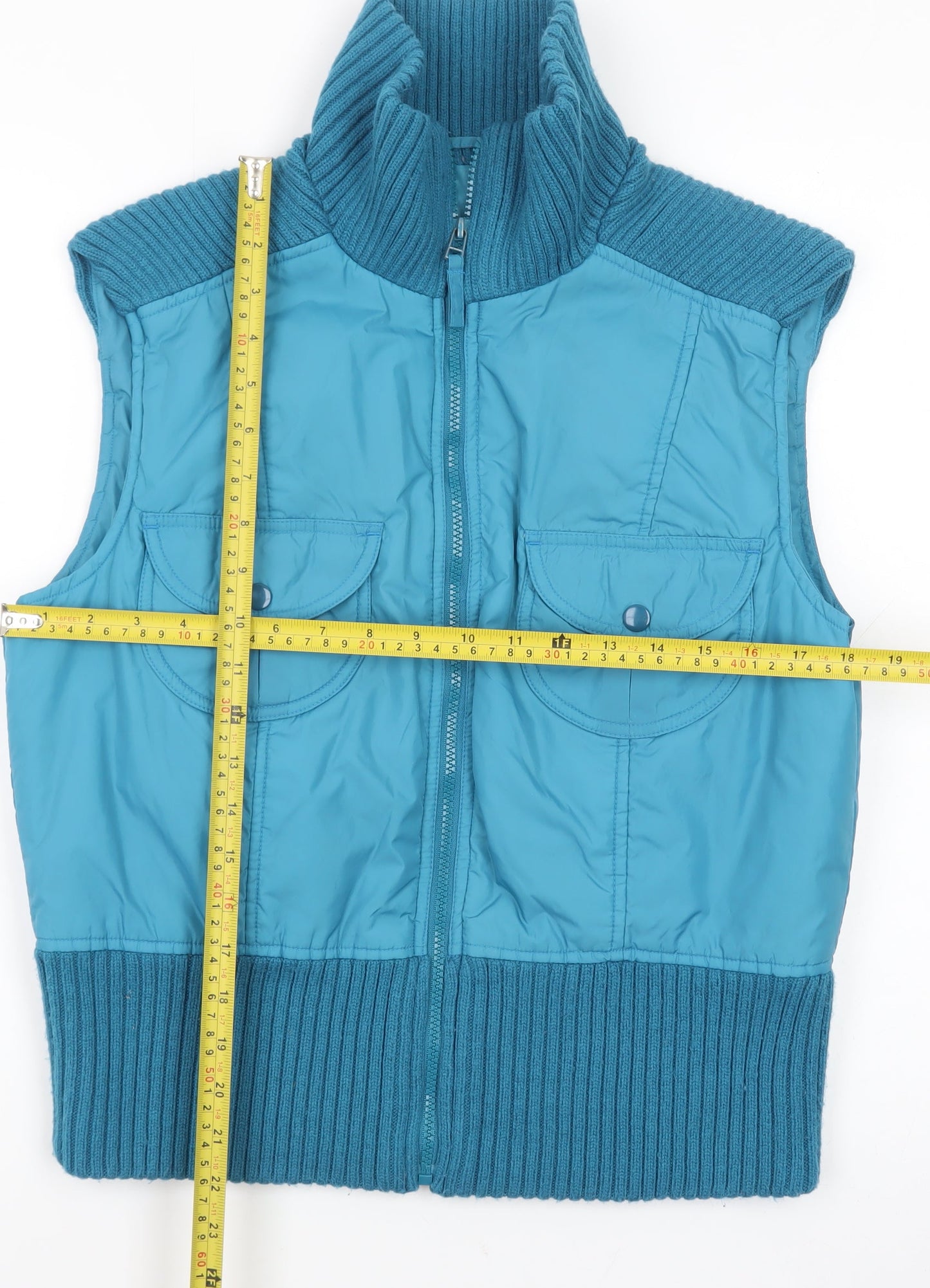 ALIBI Women Blue Size 14 Sleeveless Puffer Waistcoat