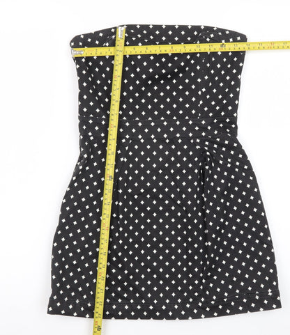 French Connection Women Black Size 10 Strapless Geometric Short Dress
