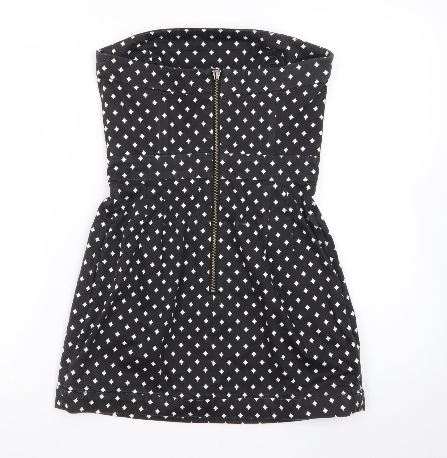 French Connection Women Black Size 10 Strapless Geometric Short Dress