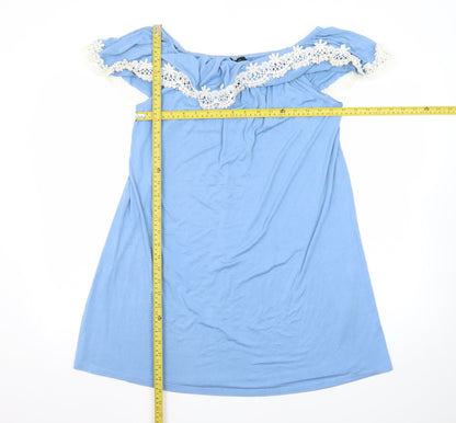 New Look Women Blue Off Shoulder Short Jersey Dress Size 10
