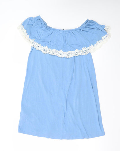 New Look Women Blue Off Shoulder Short Jersey Dress Size 10
