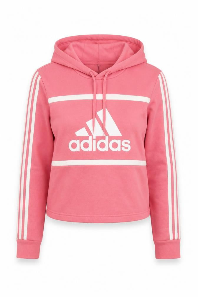 Adidas Womens Pink XS Pullover Hoodie Logo Print Cotton Blend