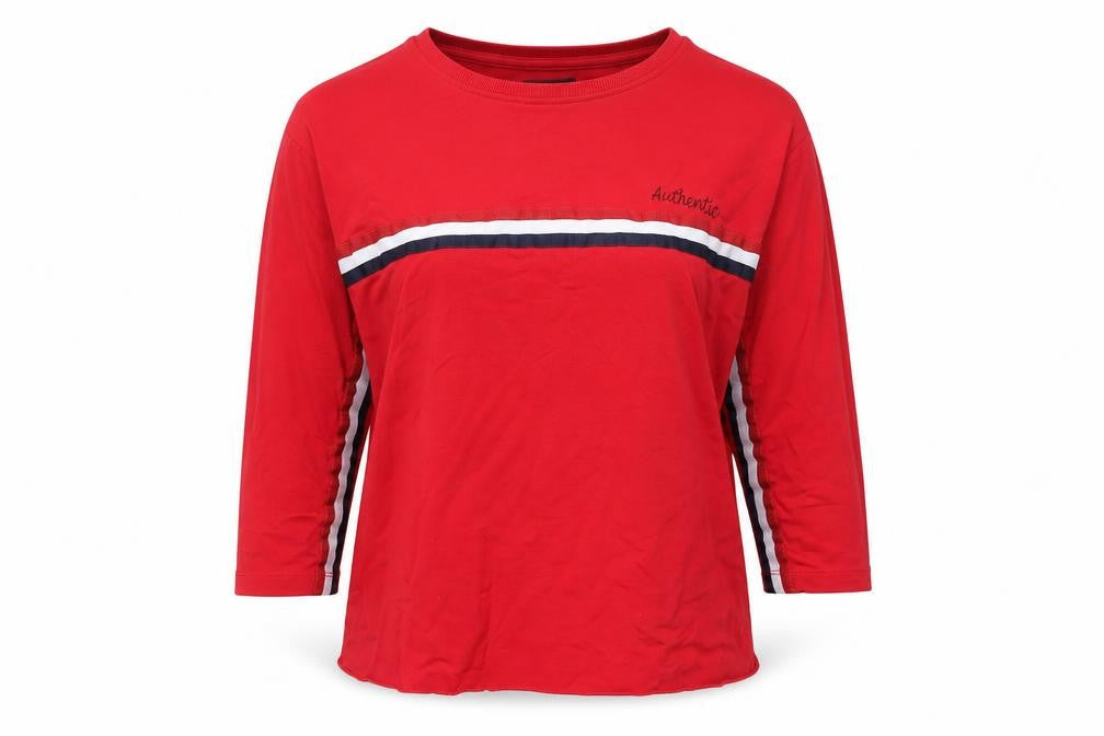 Kappa Women Red Jersey 3/4 Sleeve Crew Neck T-Shirt M
