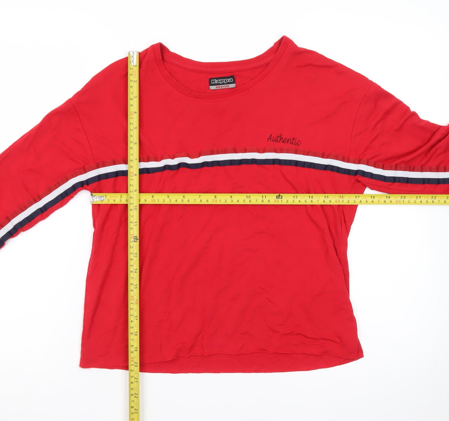 Kappa Women Red Jersey 3/4 Sleeve Crew Neck T-Shirt M