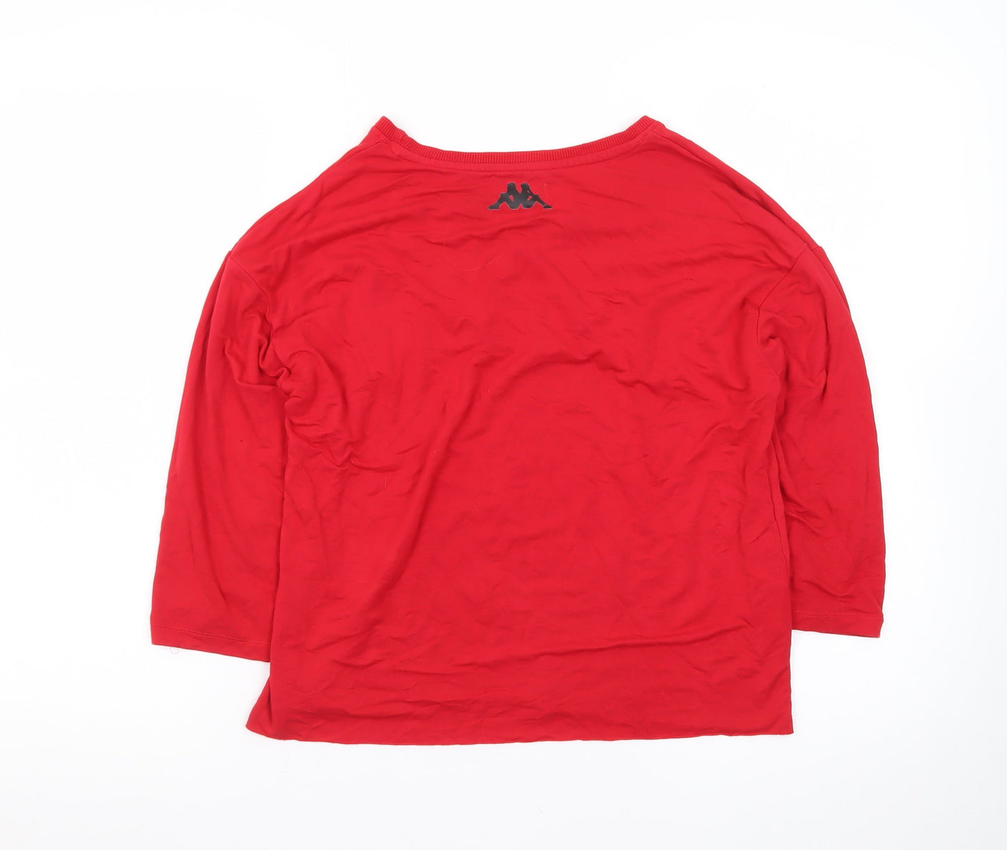 Kappa Women Red Jersey 3/4 Sleeve Crew Neck T-Shirt M