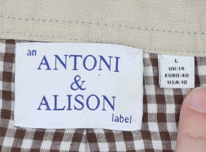 Antoni & Alison Women Beige Linen Blazer UK 14 Classic Buttoned Jacket