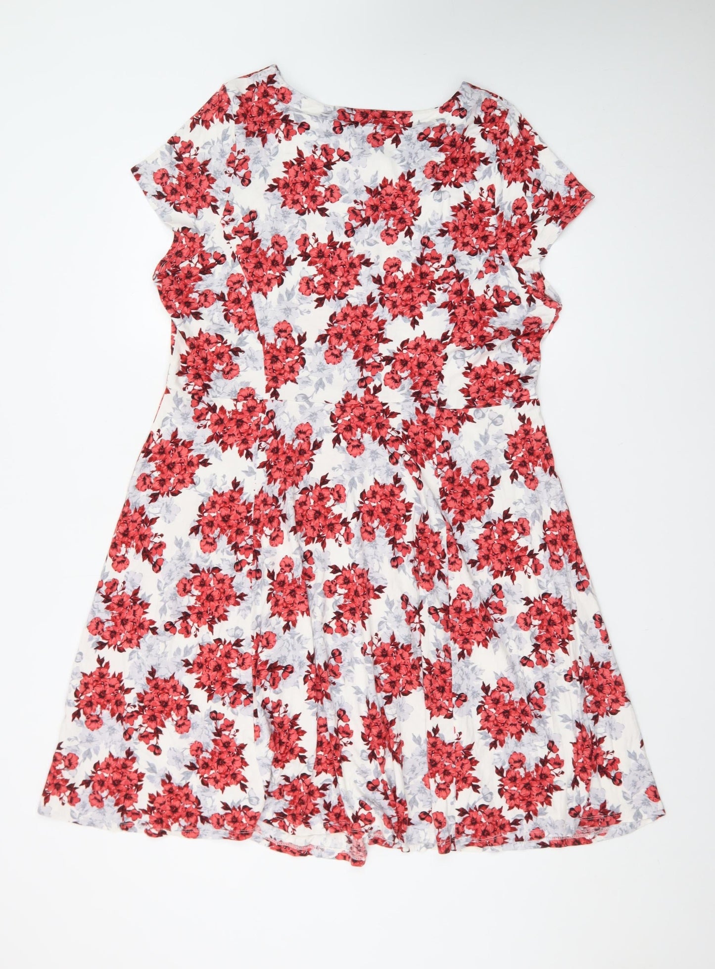 BHS Women’s Red Floral Fit & Flare Petite Dress Size 20
