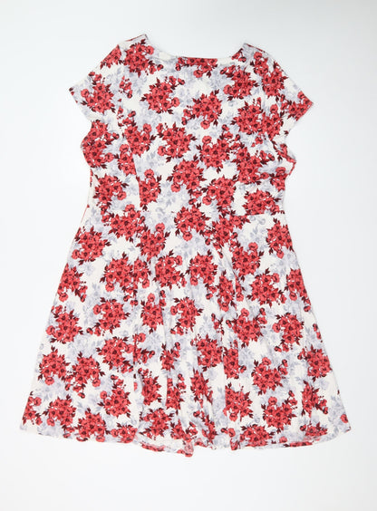 BHS Women’s Red Floral Fit & Flare Petite Dress Size 20