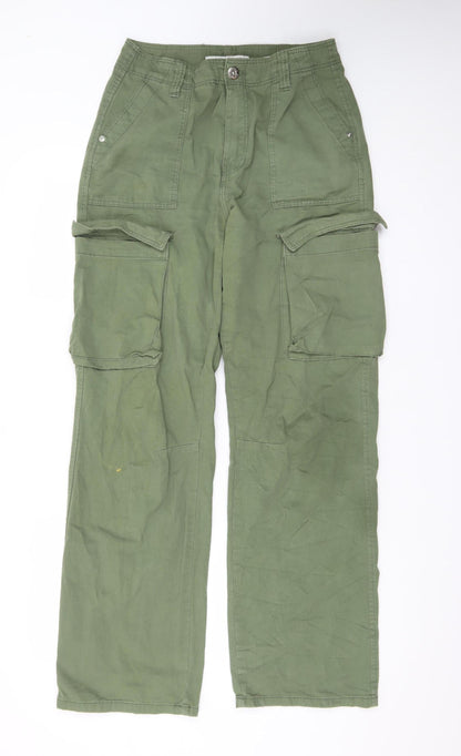Bershka Women’s Green Cargo Jeans Size 8 Relaxed Fit