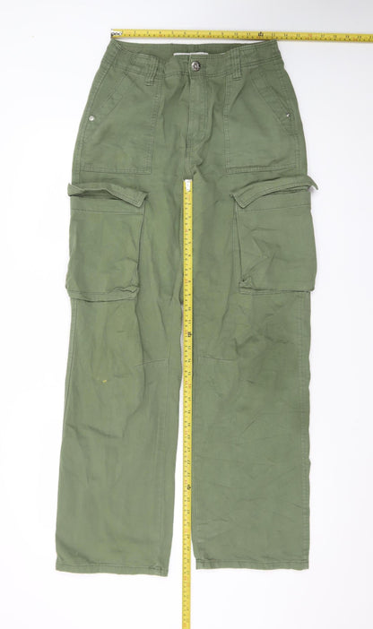 Bershka Women’s Green Cargo Jeans Size 8 Relaxed Fit