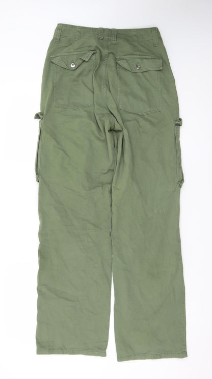 Bershka Women’s Green Cargo Jeans Size 8 Relaxed Fit