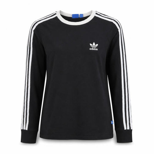 Front view of Adidas Women Black Long Sleeve Jersey Top, size 10, Casual Sportswear