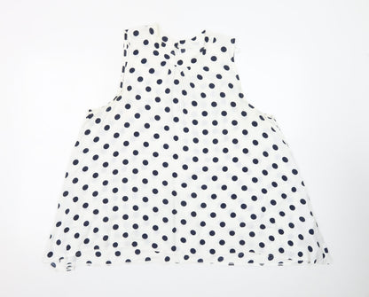 Debenhams Women White Polka Dot A-Line Sleeveless Dress Size 18
