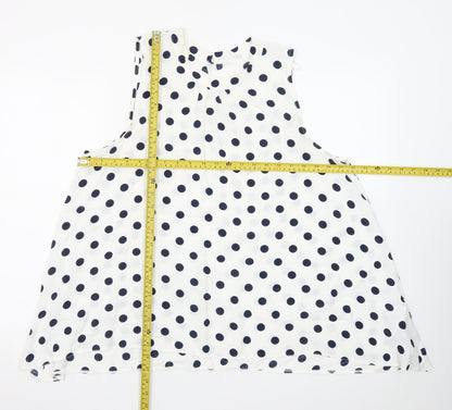 Debenhams Women White Polka Dot A-Line Sleeveless Dress Size 18