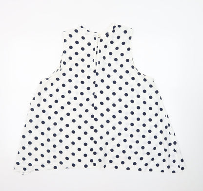 Debenhams Women White Polka Dot A-Line Sleeveless Dress Size 18