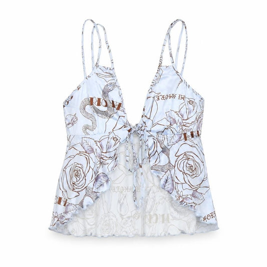 ASOS DESIGN Women's Blue Floral Camisole Top Size 10