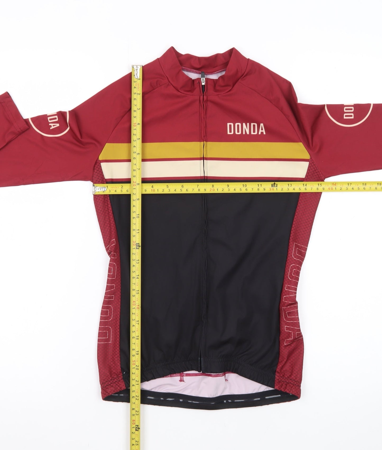 Donda Men's Red Cycling Jersey S Long Sleeve Quick Dry Zip Top