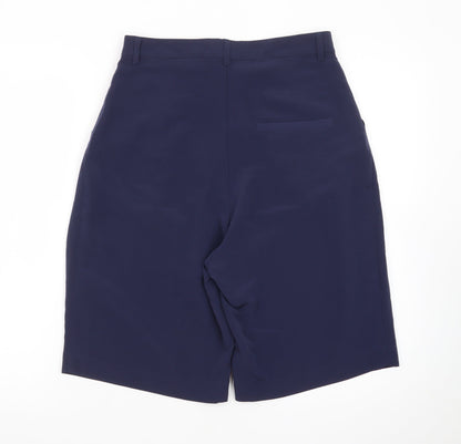 H&M Women Blue Size 10 Bermuda Pleated High Rise Shorts